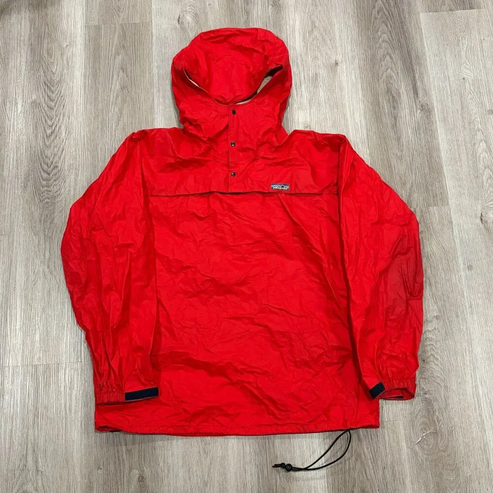 Vtg Patagonia 80s 90s Pullover Snap T Windbreaker Anorak Jacket Mens Sz XL Red